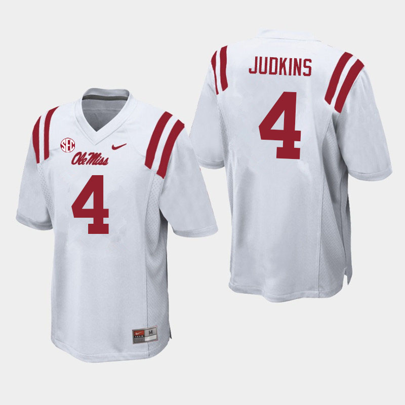 Ole Miss Rebels #4 Quinshon Judkins College Football Jerseys Sale-White